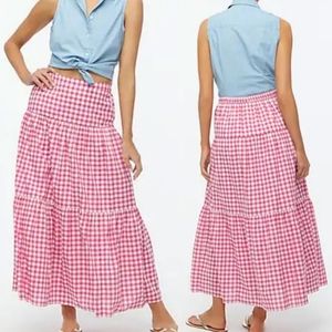 J. Crew Factory Triple Tier Gingham Skirt
